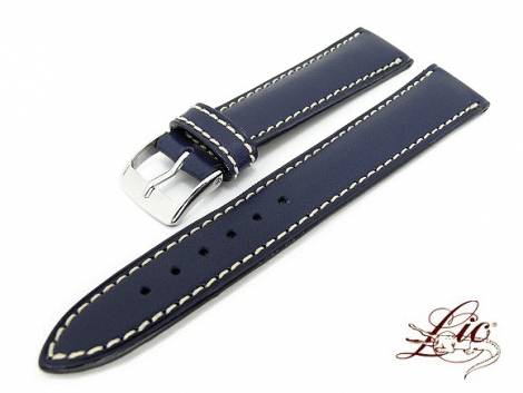 Watch strap -Eco Sport- 20mm dark blue smooth light stitching from Lic (width of buckle 18 mm) - Bild vergr��ern 