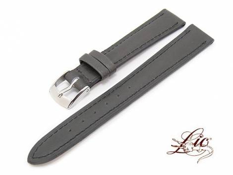 SALE: Watch strap -Veau- 14mm dark gray smooth surface stitched from Lic (width of buckle 12 mm) - Bild vergr��ern 