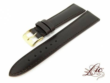 Watch strap -Eco- 18mm dark brown smooth surface stitched from Lic (width of buckle 16 mm) - Bild vergr��ern 