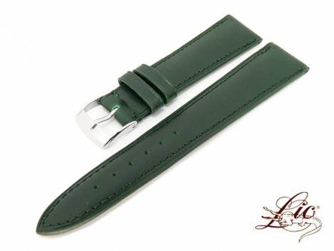 Watch strap -Eco- 16mm dark green smooth surface stitched from Lic (width of buckle 14 mm) - Bild vergr��ern 