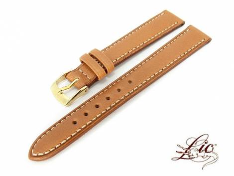 Watch strap -Eco- 12mm light brown smooth surface stitched from Lic (width of buckle 10 mm) - Bild vergr��ern 
