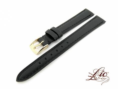 Watch strap -Eco- 14mm black smooth surface stitched from Lic (width of buckle 12 mm) - Bild vergr��ern 