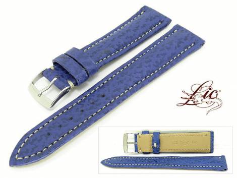 Watch strap -Shark Chrono- 18mm blue genuine shark light stitching from Lic (width of buckle 16 mm) - Bild vergr��ern 