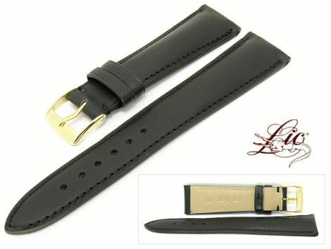 Watch strap -Eco Bomb�- 20mm black smooth surface heavy padding from Lic (width of buckle 16 mm) - Bild vergr��ern 