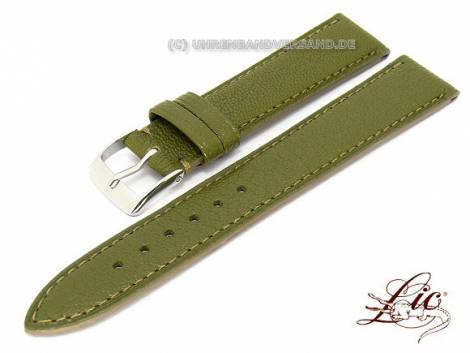 Watch strap -Madras- 16mm olive genuine goat leather grained from Lic (width of buckle 14 mm) - Bild vergr��ern 