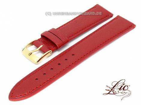 Watch strap -Madras- 20mm red genuine goat leather grained surface from Lic (width of buckle 16 mm) - Bild vergr��ern 