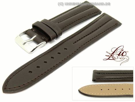 Watch strap -Eco Duo- 18mm dark brown smooth surface double bulge from Lic (width of buckle 16 mm) - Bild vergr��ern 