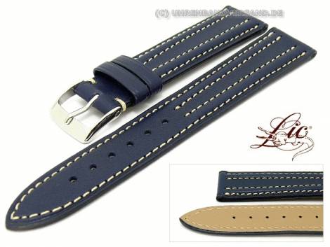 Watch strap -Eco Duetto Sport- 20mm dark blue smooth double bulge from Lic (width of buckle 16 mm) - Bild vergr��ern 