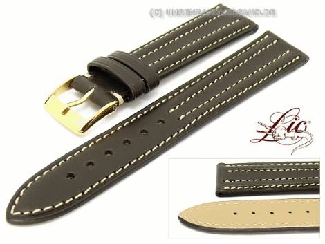 SALE: Watch strap -Eco Duetto Sport- 18mm dark brown smooth double bulge Lic (width of buckle 16 mm) - Bild vergr��ern 