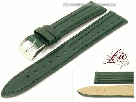 Watch strap -Eco Duetto- 18mm dark green smooth thin double bulge from Lic (width of buckle 16 mm) - Bild vergr��ern 