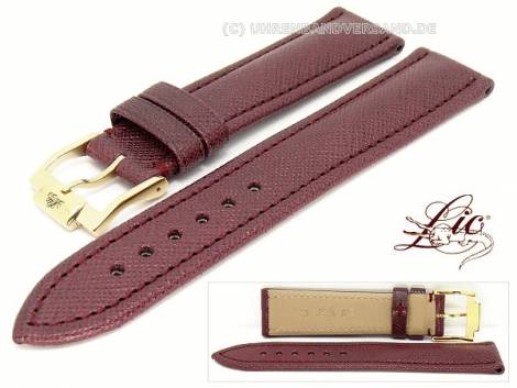 Watch strap -Chrono Russia- 18mm bordeaux granular surface from Lic (width of buckle 16 mm) - Bild vergr��ern 