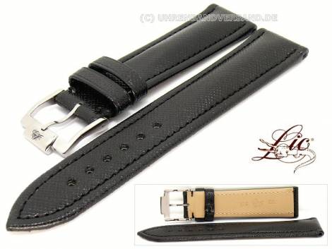 Watch strap -Chrono Russia- 22mm black granular surface from Lic (width of buckle 18 mm) - Bild vergr��ern 