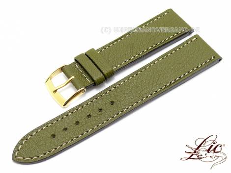 Watch strap -Madras Chrono- 24mm olive genuine goat leather from Lic (width of buckle 22 mm) - Bild vergr��ern 
