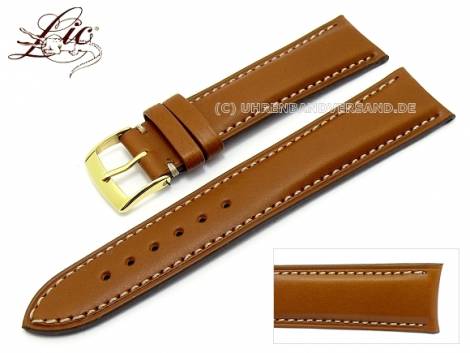 Watch strap -Eco Curved Ends- 24mm light brown ivory stitching from Lic (width of buckle 22 mm) - Bild vergr��ern 