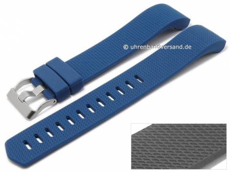 Watch strap navy blue silicone with structure suitable for FITBIT Charge 2 Tracker - Bild vergrern 