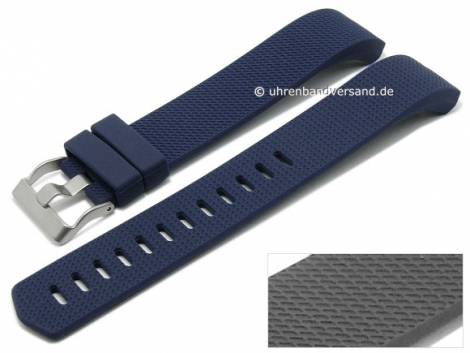 Watch strap dark blue silicone with structure suitable for FITBIT Charge 2 Tracker - Bild vergrern 