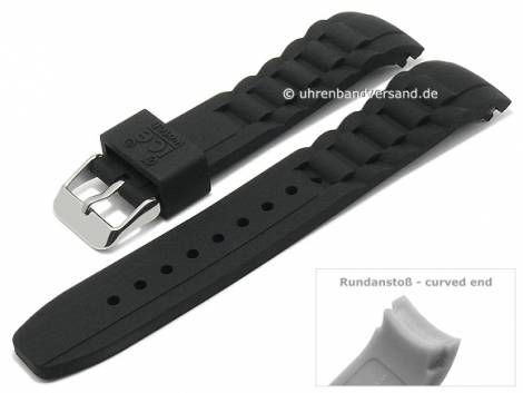 Replacement watch strap ICE Watch 17mm black silicone with structure matt curved ends (width of buckle 18 mm) - Bild vergr��ern 