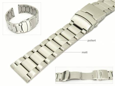 Watch band stainless steel 22mm solid heavy type partly polished - Bild vergr��ern 