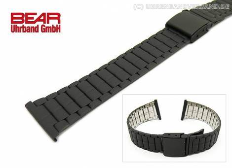 Stainless steel band 20mm black partly polished push buckle from BEAR - Bild vergr��ern 