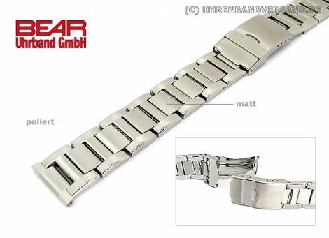 Stainless steel watch band 20mm solid-look partly polished sporty-elegant from BEAR - Bild vergr��ern 
