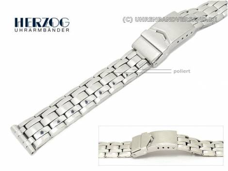 Watch band stainless steel 16mm partly polished elegant by Herzog - Bild vergr��ern 