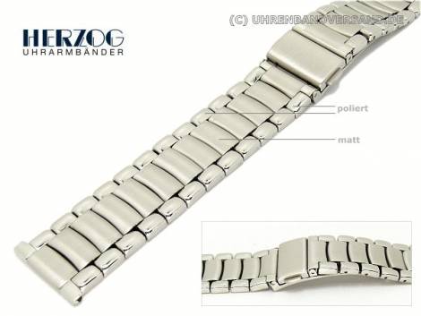 Watch band stainless steel 20mm solid-look partly polished deployant clasp by Herzog - Bild vergr��ern 