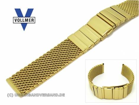 Watch band Stainless steel 20mm heavy mesh SES PVD-gold polished from Vollmer - Bild vergr��ern 