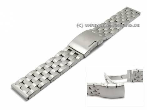 Watch band 22mm stainless steel solid heavy type brushed clasp with push button release - Bild vergr��ern 