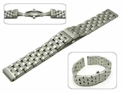 Watch band stainless steel 18mm solid heavy type brushed with butterfly clasp - Bild vergr��ern 