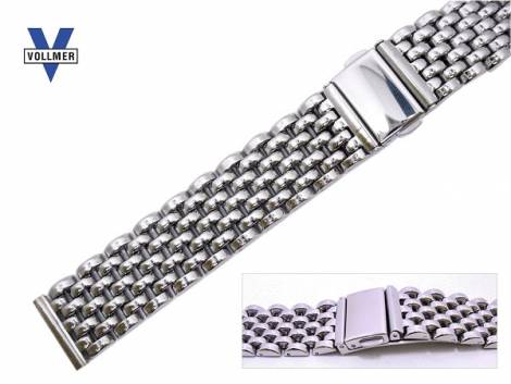Watch band stainless steel 18mm solid look polished with clasp from Vollmer - Bild vergr��ern 