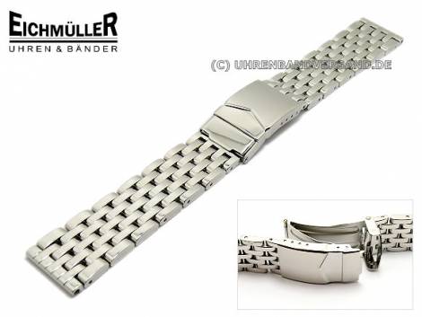 Watch band 20mm stainless steel solid polished with security clasp from Eichmueller - Bild vergrern 