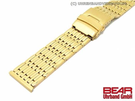 Stainless steel watch band 24mm golden solid-look polished elegant design from BEAR - Bild vergr��ern 