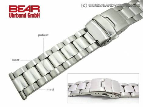 Stainless steel band 22mm solid partly polished plain-elegant from BEAR - Bild vergrern 