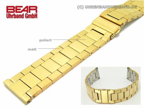 Stainless steel band 24mm golden solid partly polished plain-elegant from BEAR - Bild vergr��ern 