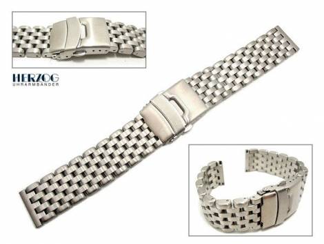 Watch band stainless steel 22mm solid brushed surface deployant clasp by Herzog - Bild vergrern 