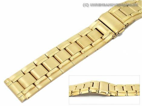 Watch band stainless steel 20mm solid gold plated partly polished with clasp - Bild vergr��ern 