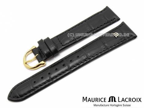 Watch strap original MAURICE LACROIX 19mm black leather alligator grain for 03274 - Bild vergr��ern 