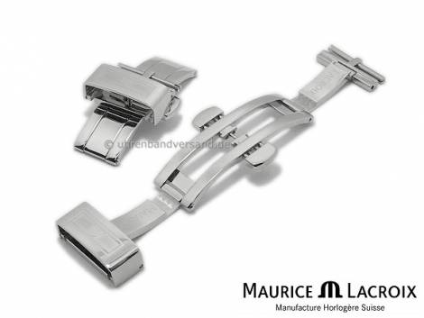 Butterfly clasp Original MAURICE LACROIX 18mm stainless steel partly polished with Logo - Bild vergrern 