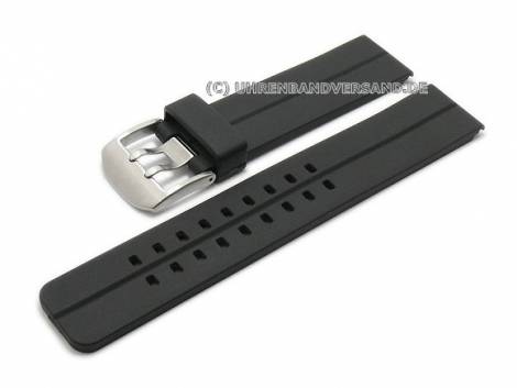 Watch strap 22mm black synthetic silicone type smooth with double buckle (width of buckle 22 mm) - Bild vergr��ern 