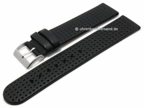 Watch strap 16mm black leather perforated smooth by MABRO Steel (width of buckle 16 mm) - Bild vergr��ern 