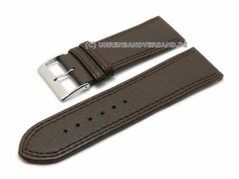 Watch strap 30mm dark brown cashmere leather grained with double stitching (width of buckle 28 mm) - Bild vergr��ern 