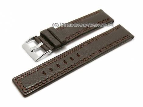 Watch strap -Chrono- 20mm dark brown calf�s leather grained double stitched (width of buckle 20 mm) - Bild vergr��ern 