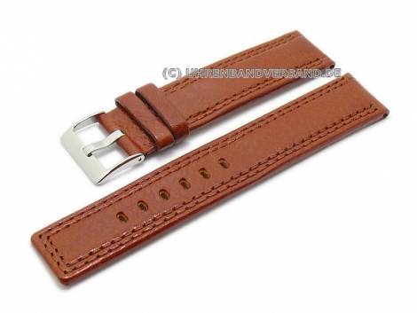 Watch strap -Chrono- 22mm golden brown calf leather grained double stitched (width of buckle 20 mm) - Bild vergr��ern 