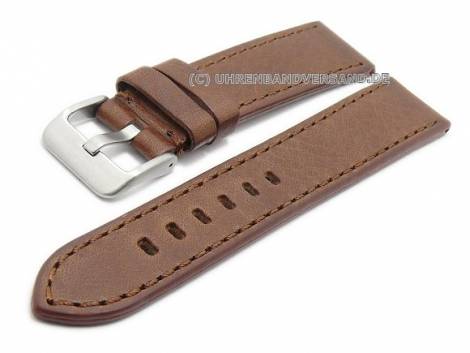 Watch strap 18mm brown Shell Cordovan leather stitched (width of buckle 16 mm) - Bild vergr��ern 