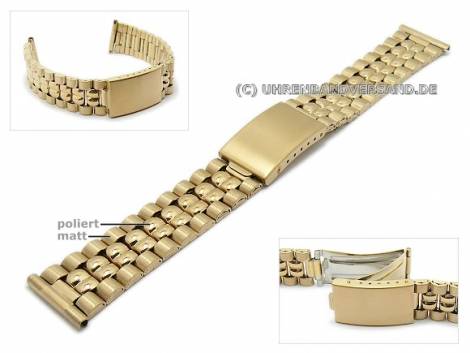Watch strap Stainless steel 20mm golden PVD laminated with clasp - Bild vergr��ern 