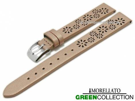 Watch strap -Flowers- 14mm ros� golden synthetic floral design GREEN COLLECTION by MORELLATO (width of buckle 12 mm) - Bild vergr��ern 