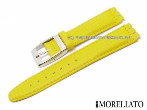 Watch strap -Hilton Carbon- 17mm yellow synthetic carbon look suitable for Swatch by MORELLATO - Bild vergr��ern 