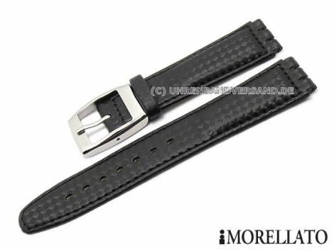 Watch strap -Hilton Carbon- 17mm black synthetic carbon look suitable for Swatch by MORELLATO - Bild vergr��ern 
