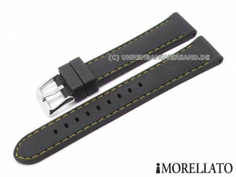 Watch strap -Carezza- 24mm black silicone yellow stitching by MORELLATO (width of buckle 22 mm) - Bild vergr��ern 