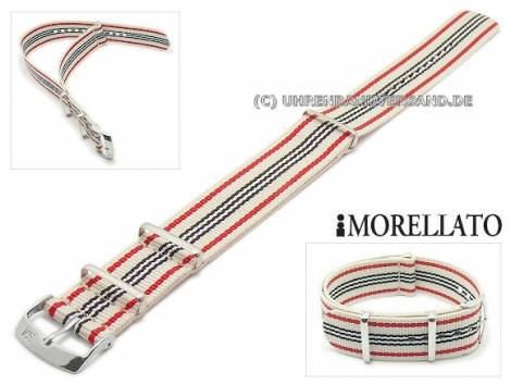 Watch band -Cannete- 20mm beige textile one-piece band red blue and white stripes MORELLATO (width of buckle 20 mm) - Bild vergr��ern 